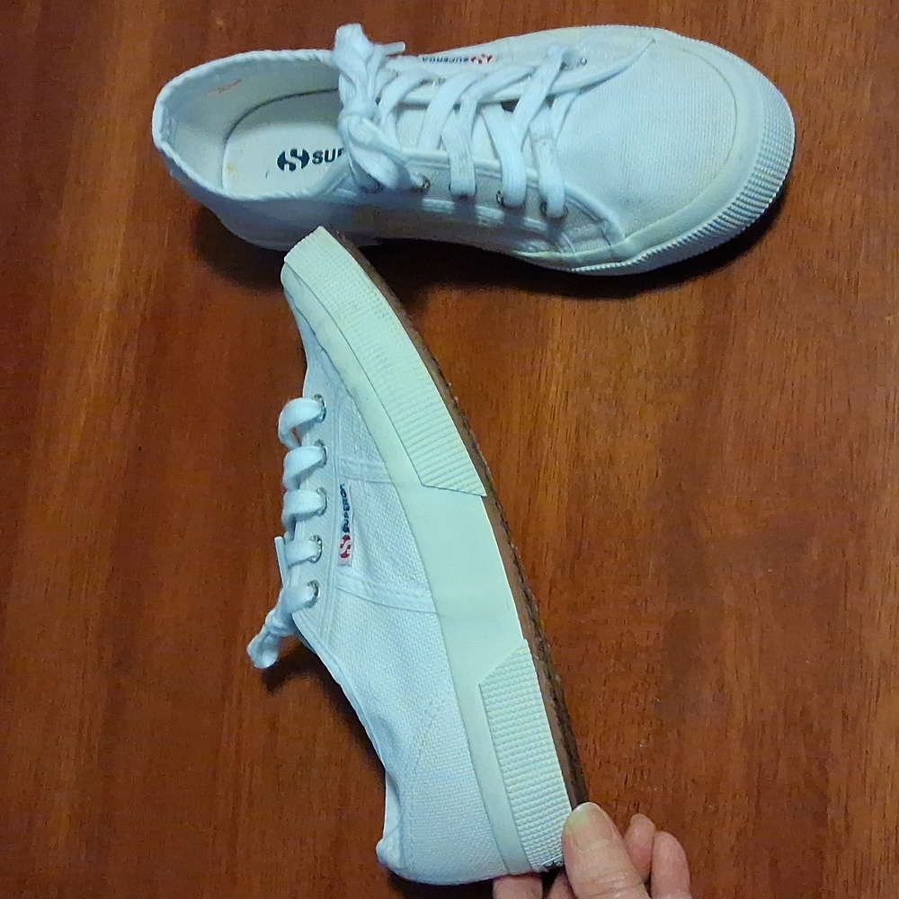 Superga Classic White Canvas Lace Up Sneakers Womens Sz 37/US 6.5M - Picture 6 of 11